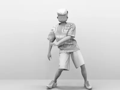 manandman person in shorts and hat 3D model