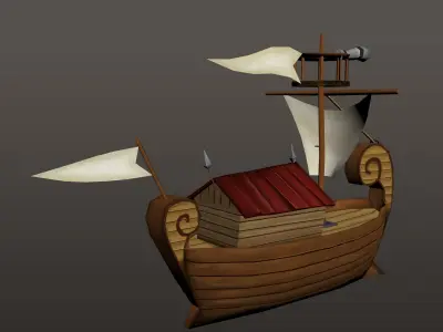 Adventure Cartoon Ship Low-poly 3D model
