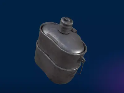 Metal Canteen and Cooking Set Low-poly 3D model