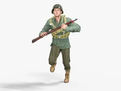 World War II US Soldier  Low-poly 3D model