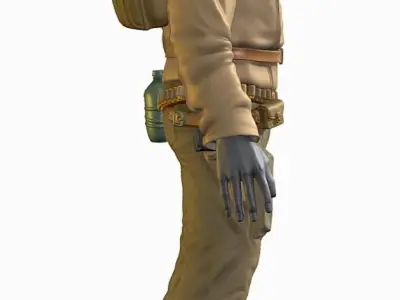 High Poly Man Leather Jacket Military Outfit Low-poly 3D model