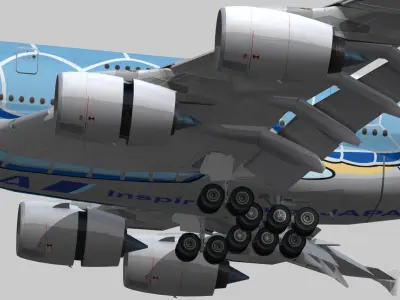 Airbus A380 ANA FLYING HONU design Low-poly 3D model