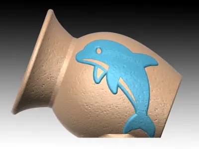 Aquarium-ornaments Octopus-pot  -dolphin- Free 3D print model