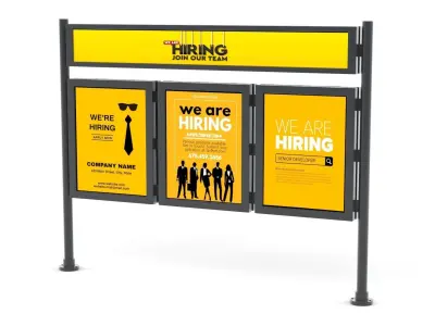 Billboard sign stand with four panels 3D model