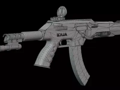 Futuristic AK Style Rifle Game Ready Gun Asset  Low-poly 3D model
