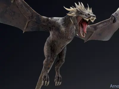 Dinosaur Wyvern Type Dragon 1 Low-poly 3D model