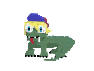 vibe alligator cartoon 3D model