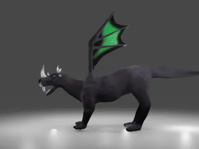 Four Legged Winged Dragon Creature Monster Low-poly 3D model