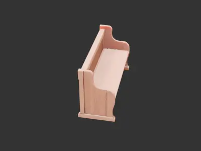 Classic Wooden Church Pew Low-poly 3D model