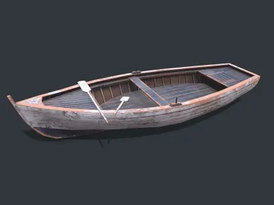 Wooden Boat Low-poly PBR Low-poly 3D model