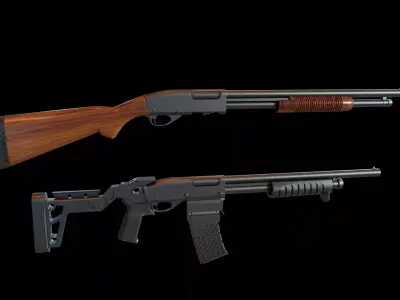 Remington 870 shotguns Low-poly 3D model