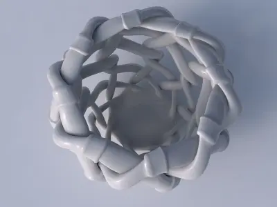 Bowl cylindrical with interlacing soft edged lattice and ribb... 3D model