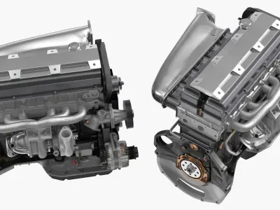 Inline 6 Cylinder Car Engine 3D model