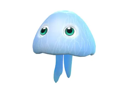 Moon Jelly Fish Cartoon Animated Low-poly 3D model
