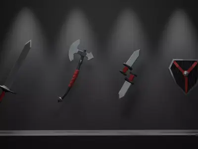 Game-Ready Medieval Melee Weapon Pack Low-poly Low-poly 3D model