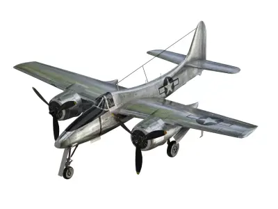 Grumman F7F Tigercat Low-poly 3D model