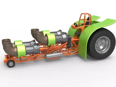 Pulling tractor with 4 jet engines 3 Scale 1 to 25 3D print model