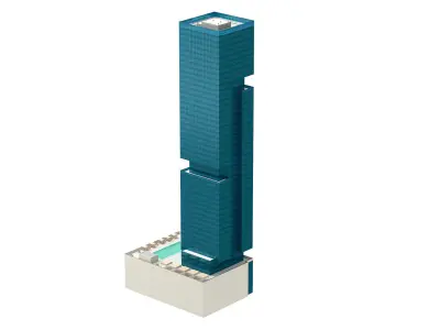 The First Hotel glass skyscraper at Jumeirah Village Circle 3D model