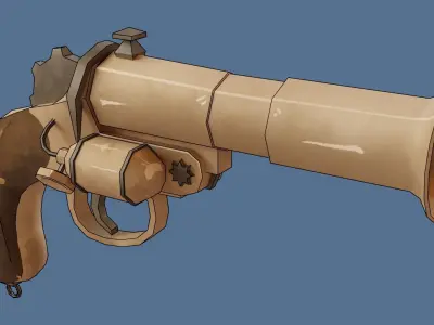 Pistol SteamPunk Low-poly 3D model