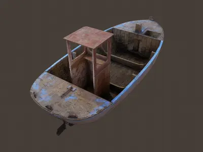 Fishing Boat Low-poly 3D model