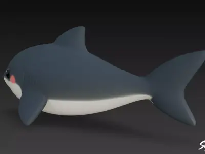 Cartoon Plush Shark Low-poly 3D model