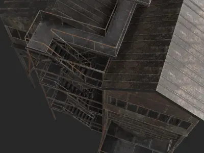 Old Rusty Industial Building 3D model