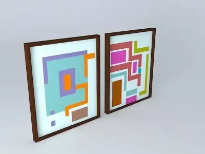 Abstract framed painting Free 3D model