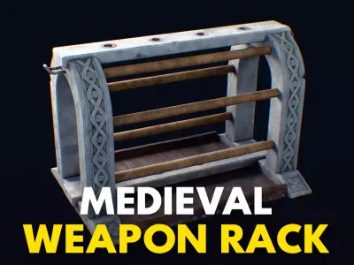 Medieval Weapon Rack -PBR- Game Ready Low-poly 3D model