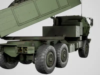 Lowpoly M142 HIMARS Artillery System Low-poly 3D model