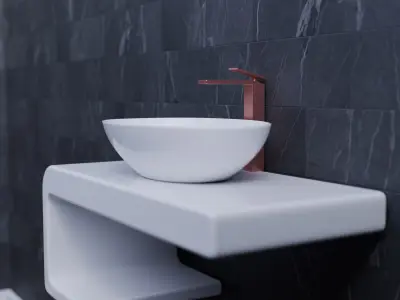Abstract Bathroom Modern SInk Cabinet Free 3D model
