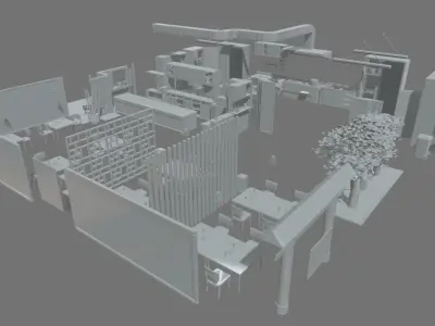Asian Restaurant Low-poly 3D model