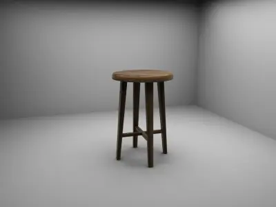 Wooden Stool - Low Poly 3d model Free low-poly 3D model