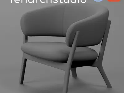 tenarchstudio round arm chair 4259 render ready vray corona Free 3D model
