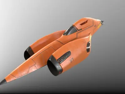 Futuristic sci-fi space racer jet Low-poly 3D model