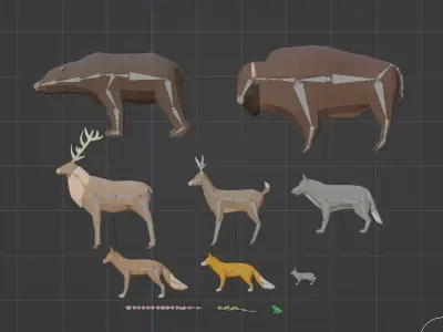 Low poly wild animals  Low-poly 3D model