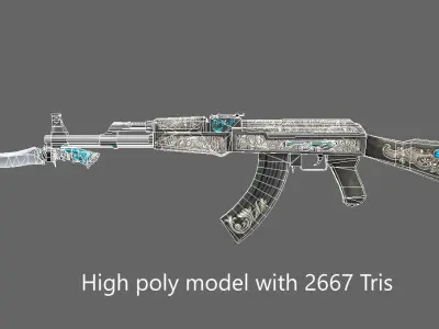 Ak47 VINTAGE Low-poly 3D model