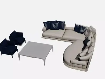 Italian concept living room seating 3D model Free 3D model