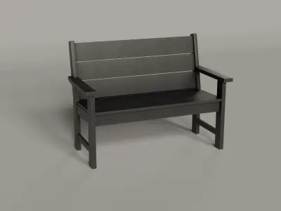 Lakeside Bench - 4 COLORS Low-poly 3D model