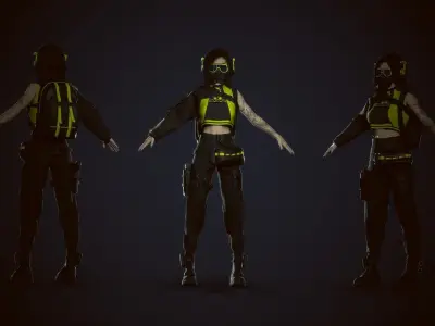 Cyberpunk Girl Low-poly 3D model