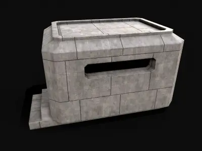 Military Concrete Bunker Base 2 Low-poly 3D model