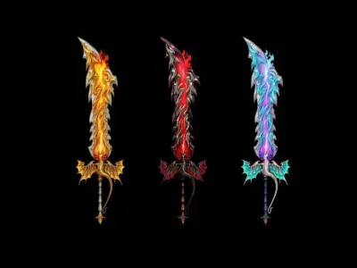 Dragon Breath Big Sword Low-poly 3D model