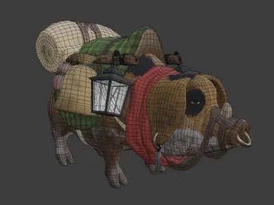 Fantasy Pig Mount Free low-poly 3D model