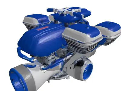 Chrome Hoverbike Engine 3D Model 3D model