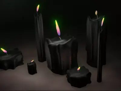 candle realistic with burning animation Free 3D model
