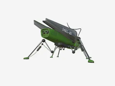 Insect Robot F10 Green - SciFi Character Design Low-poly 3D model