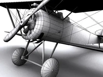 Hanriot HD1 fighter WW1 low-poly  biplane  Low-poly 3D model