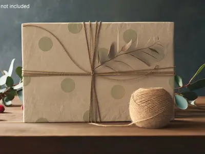 Gift Box Wrapped Jute Twine with Decorative Twig 3D model
