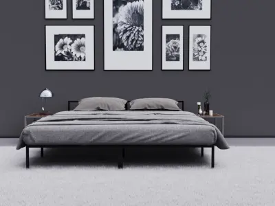 Bed and table Free 3D model