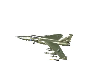 Pakistani JF-17 Thunder Jet with Pakistan Flag GA Ready Low-poly 3D model