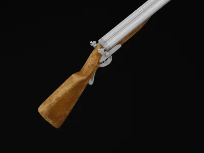 Double Barrel Rifle Low-poly 3D model